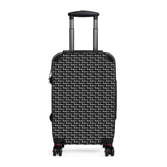 Getrott Personalized Robert Name Pattern Black Cabin Suitcase Inner Pockets Extended Storage Adjustable Telescopic Handle Inner Pockets Double wheeled Polycarbonate Hard-shell Built-in Lock