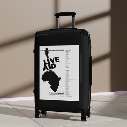 Getrott The Live Aid Concert July 13th 1985 For African Famine Relief World Classic Poster Black Cabin Suitcase Extended Storage Adjustable Telescopic Handle Double wheeled Polycarbonate Hard-shell Built-in Lock-Bags-Geotrott