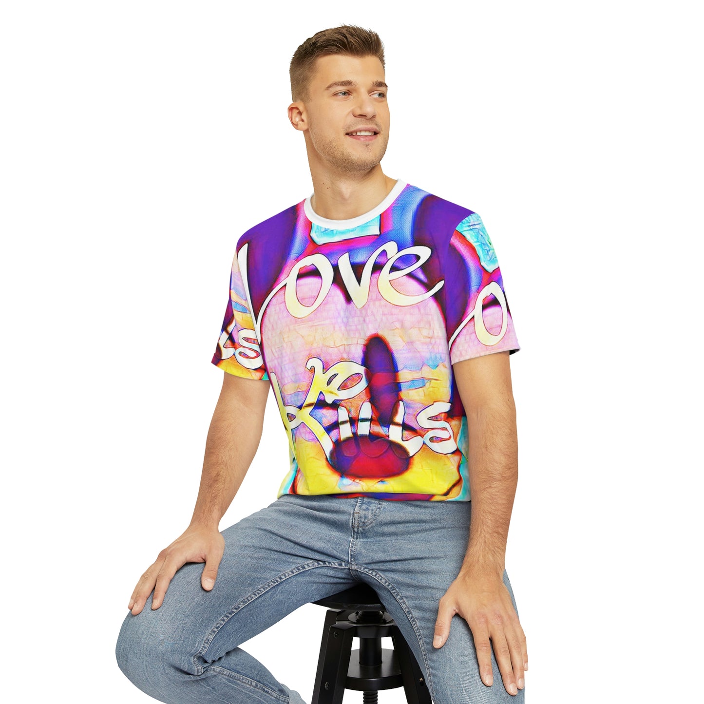 Copy of Copy of Copy of Copy of Eddy Bogaert Graffiti Bieber Statue of Liberty Art Men's Polyester Tee (AOP)-All Over Prints-Geotrott