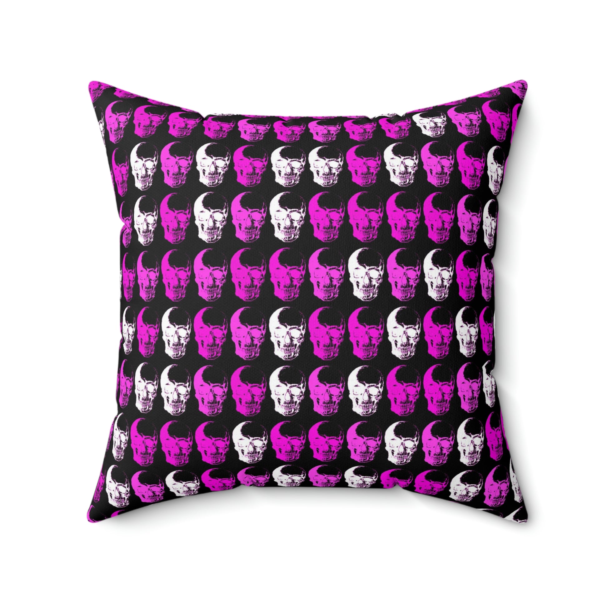 Pink Purple White Skulls Grid Spun Polyester Square Pillow-Home Decor-Geotrott