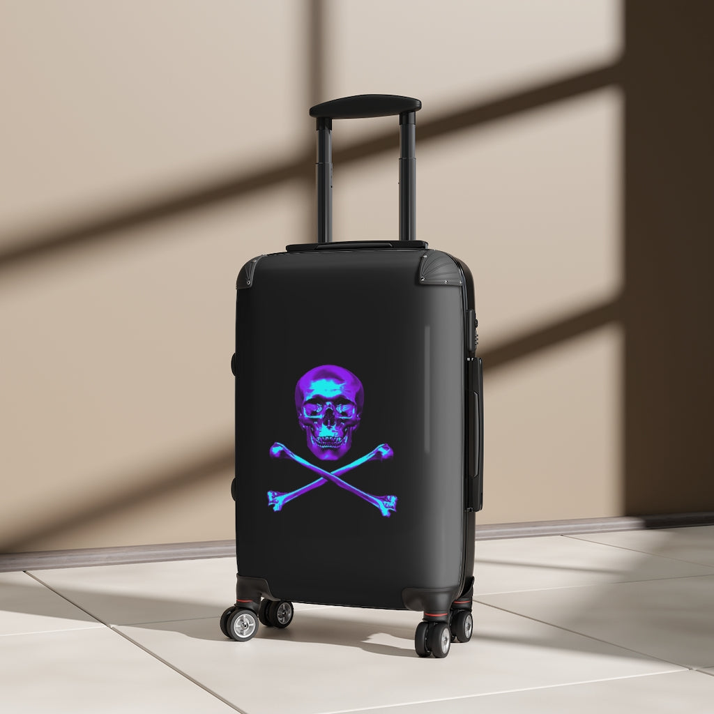 Getrott Black Purple Blue Skull & Bones Cabbin Luggage Carry-On Travel Check Luggage 4-Wheel Spinner Suitcase Bag Multiple Colors and Sizes