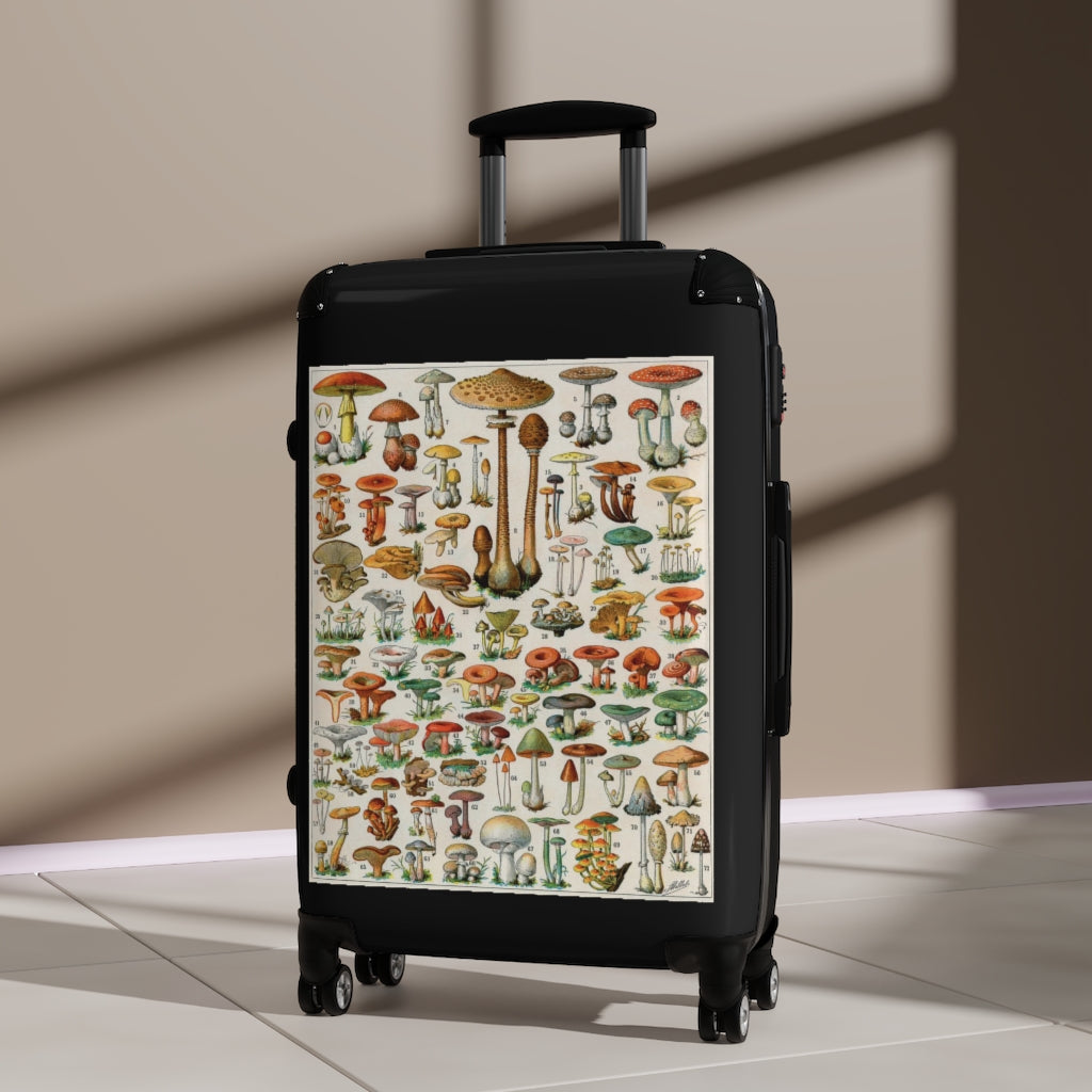 Getrott Mushroom Variaties Old Botanical World Classic Poster Cabin Suitcase Extended Storage Adjustable Telescopic Handle Double wheeled Polycarbonate Hard-shell Built-in Lock-Bags-Geotrott