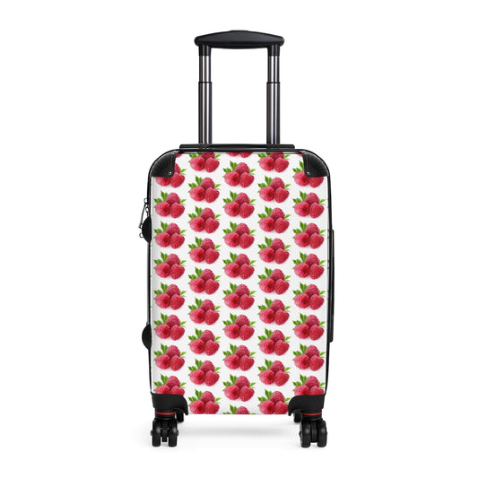 Getrott Raspberries Fruit Pattern Cabin Suitcase Inner Pockets Extended Storage Adjustable Telescopic Handle Inner Pockets Double wheeled Polycarbonate Hard-shell Built-in Lock