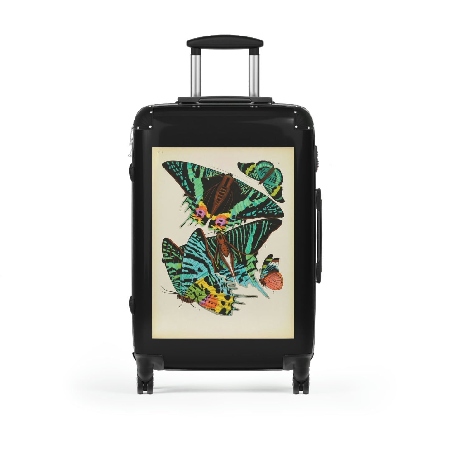 Getrott Butterflies Macrolepidopteran Rhopalocera Lepidoptera Black Red Yellow Cabin Suitcase Rolling Luggage Extended Storage Adjustable Telescopic Handle Double wheeled Polycarbonate Hard-shell Built-in Lock-Bags-Geotrott