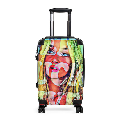 Getrott Eddy Bogaert Graffiti Art Girl Face 9 Cabin Suitcase Extended Storage Adjustable Telescopic Handle Double wheeled Polycarbonate Hard-shell Built-in Lock-Bags-Geotrott