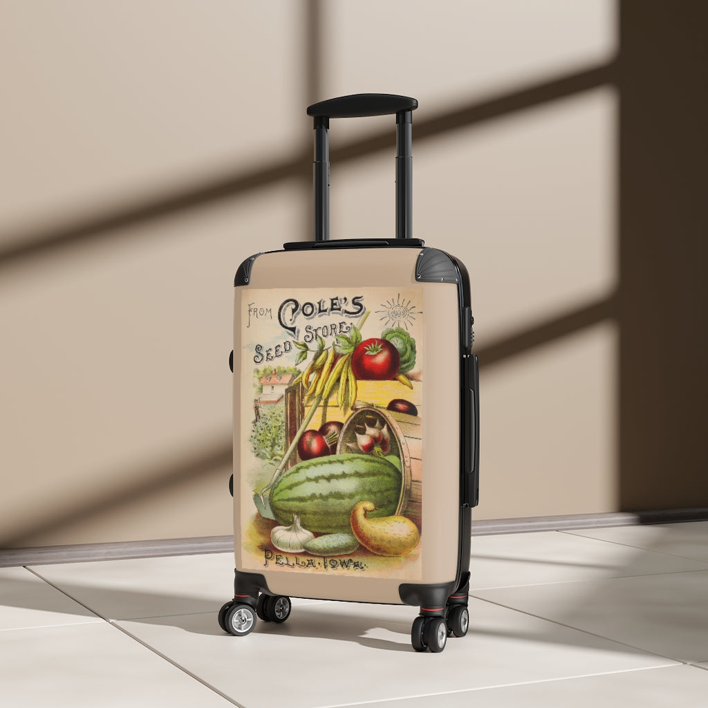 Getrott Coles Seed Store Pella Iowa Farm Collection Cabin Suitcase Inner Pockets Extended Storage Adjustable Telescopic Handle Inner Pockets Double wheeled Polycarbonate Hard-shell Built-in Lock