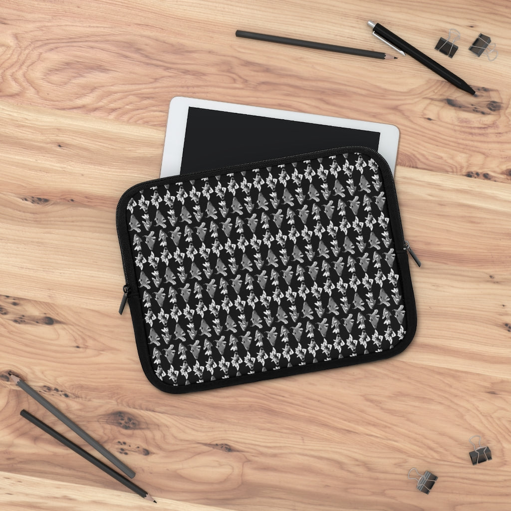 Getrott Black White Goldfish Pattern Black Laptop Sleeve-Laptop Sleeve-Geotrott