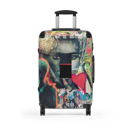 Getrott Cool Alien Graffiti Painting Cabin Suitcase Inner Pockets Extended Storage Adjustable Telescopic Handle Inner Pockets Double wheeled Polycarbonate Hard-shell Built-in Lock