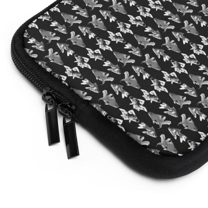 Getrott Black White Goldfish Pattern Black Laptop Sleeve-Laptop Sleeve-Geotrott