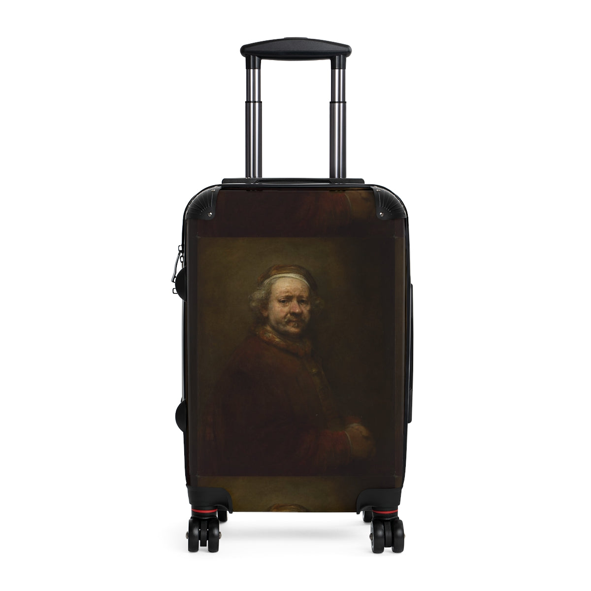 Getrott Rembrandt Self Portrait at the Age of 63 Rembrandt Black Cabin Suitcase Inner Pockets Extended Storage Adjustable Telescopic Handle Inner Pockets Double wheeled Polycarbonate Hard-shell Built-in Lock
