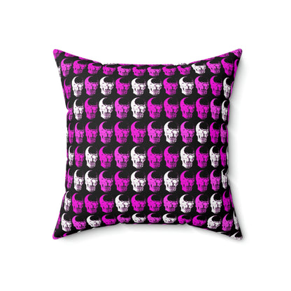 Pink Purple White Skulls Grid Spun Polyester Square Pillow-Home Decor-Geotrott