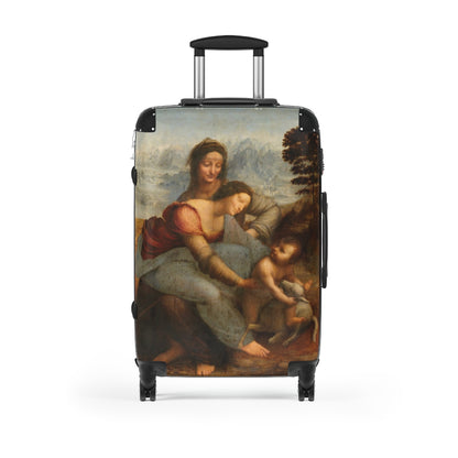 Getrott The Virgin and Child with Saint Anne by Leonardo Da Vinci Black Cabin Suitcase Extended Storage Adjustable Telescopic Handle Double wheeled Polycarbonate Hard-shell Built-in Lock-Bags-Geotrott