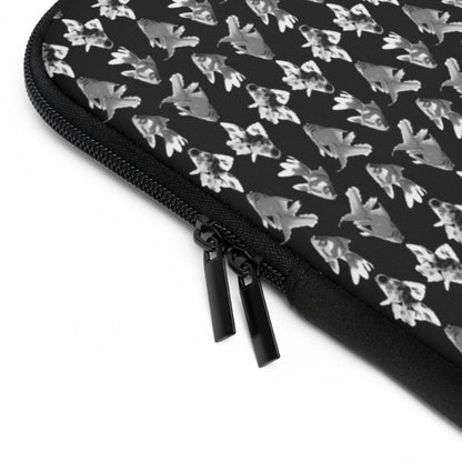 Getrott Black White Goldfish Pattern Black Laptop Sleeve-Laptop Sleeve-Geotrott