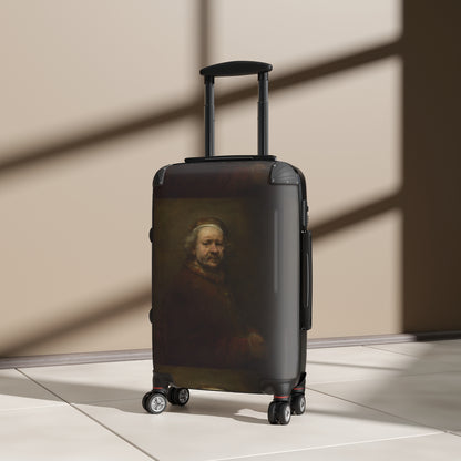 Getrott Rembrandt Self Portrait at the Age of 63 Rembrandt Black Cabin Suitcase Extended Storage Adjustable Telescopic Handle Double wheeled Polycarbonate Hard-shell Built-in Lock-Bags-Geotrott