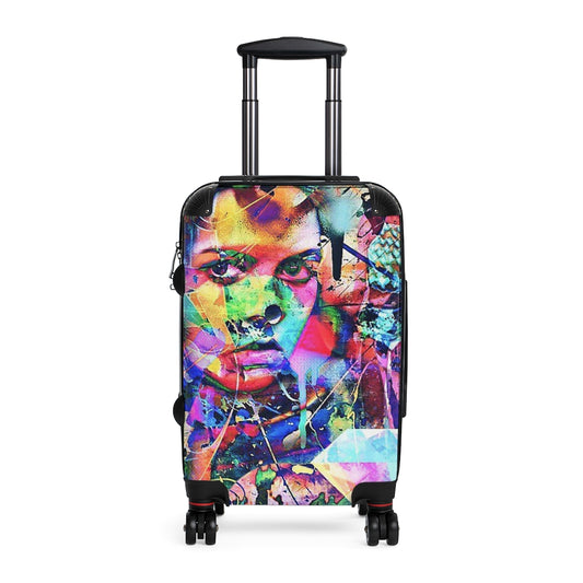 Getrott Eddy Bogaert Graffiti Art Girl Face 7 Cabin Suitcase Extended Storage Adjustable Telescopic Handle Double wheeled Polycarbonate Hard-shell Built-in Lock-Bags-Geotrott