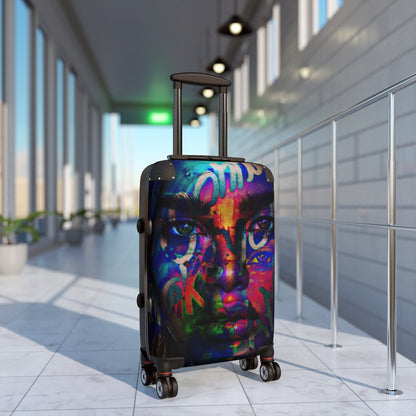 Getrott Eddy Bogaert Graffiti Art Girl Face 1 Cabin Suitcase Extended Storage Adjustable Telescopic Handle Double wheeled Polycarbonate Hard-shell Built-in Lock-Bags-Geotrott