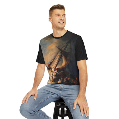 The Storm on the Sea of Galilee Painting by Rembrandt Classic Art Men's Polyester Tee (AOP)-All Over Prints-Geotrott