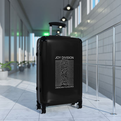 Getrott Joy Division Unknown Pleasures 1979 Black Cabin Suitcase Extended Storage Adjustable Telescopic Handle Double wheeled Polycarbonate Hard-shell Built-in Lock-Bags-Geotrott