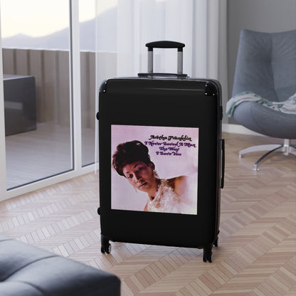 Getrott Aretha Franklyn I Never Loved a Man The Way that I Love You Black Cabin Suitcase Extended Storage Adjustable Telescopic Handle Double wheeled Polycarbonate Hard-shell Built-in Lock-Bags-Geotrott