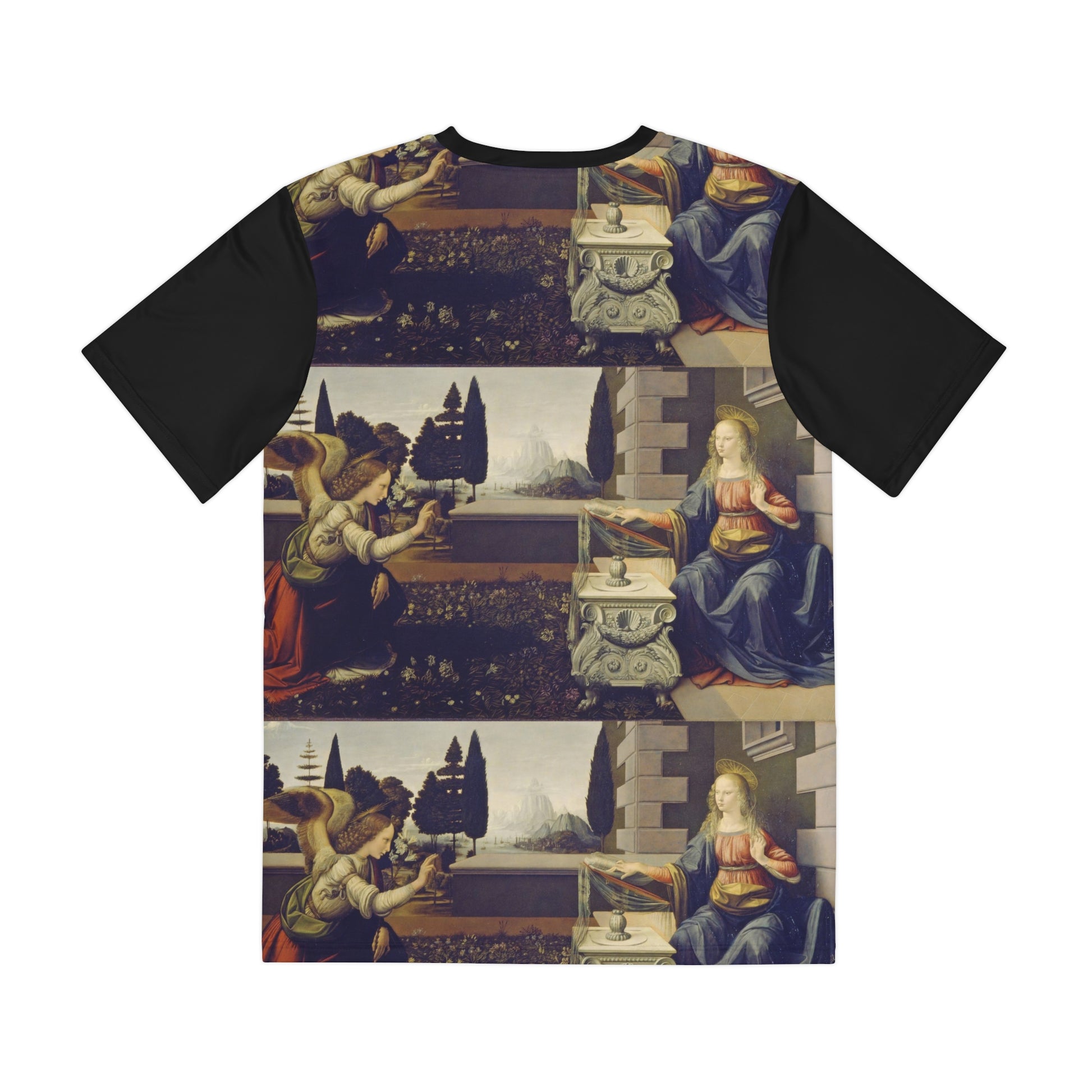 Leonardo da Vinci Annunciazione Grid Classic Art Men's Polyester Tee (AOP)-All Over Prints-Geotrott