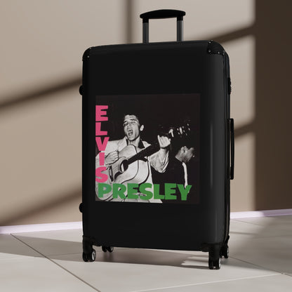 Getrott Elvis Presley Elvis Presley 1956 Black Cabin Suitcase Extended Storage Adjustable Telescopic Handle Double wheeled Polycarbonate Hard-shell Built-in Lock-Bags-Geotrott