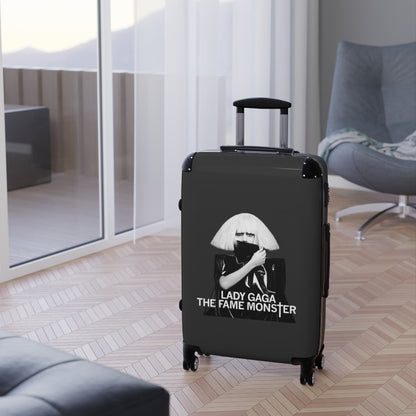 Getrott Lady Gaga The Fame Monster Black Cabin Suitcase Extended Storage Adjustable Telescopic Handle Double wheeled Polycarbonate Hard-shell Built-in Lock-Bags-Geotrott