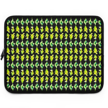 Getrott Green Goldfish Pattern Black Laptop Sleeve-Laptop Sleeve-Geotrott