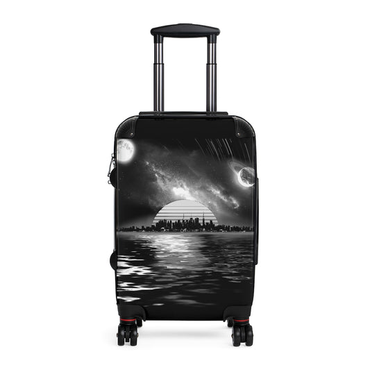 Getrott Space City Sunset Black White Cabin Luggage Extended Storage Adjustable Telescopic Handle Double wheeled Polycarbonate Hard-shell Built-in Lock-Bags-Geotrott