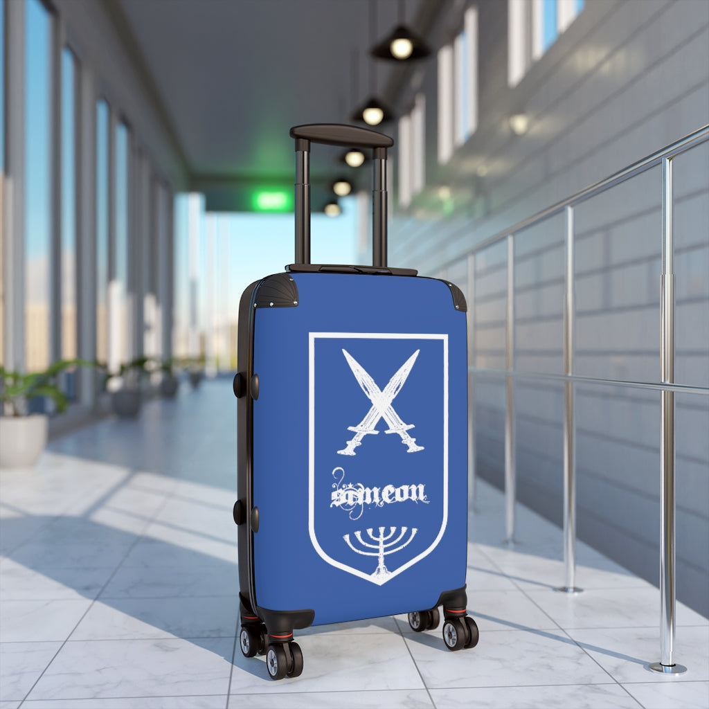 Getrott Tribes of Israel Simeon Blue Cabin Suitcase Inner Pockets Extended Storage Adjustable Telescopic Handle Inner Pockets Double wheeled Polycarbonate Hard-shell Built-in Lock