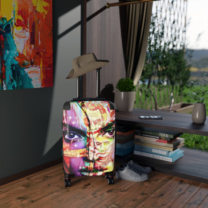 Getrott Eddy Bogaert Graffiti Art Girl Face 4 Cabin Suitcase Extended Storage Adjustable Telescopic Handle Double wheeled Polycarbonate Hard-shell Built-in Lock-Bags-Geotrott