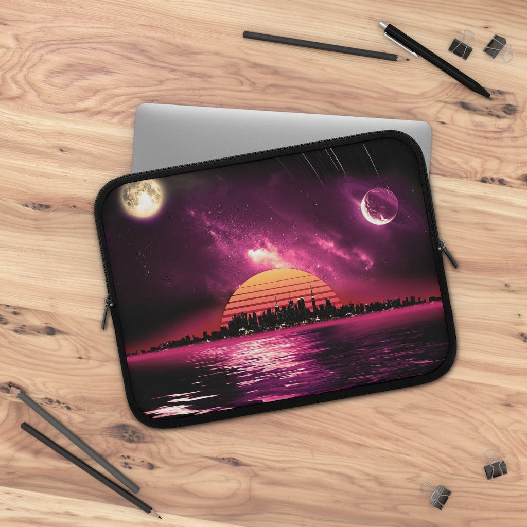 Getrott Space City Sunset Red Black Laptop Sleeve-Laptop Sleeve-Geotrott