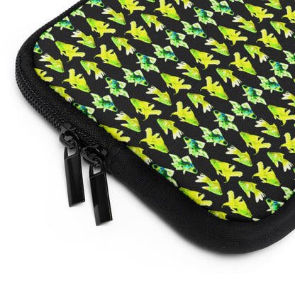 Getrott Green Goldfish Pattern Black Laptop Sleeve-Laptop Sleeve-Geotrott