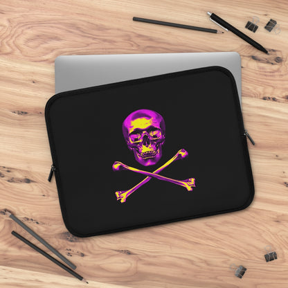 Getrott Pink Skull and Bones Black Laptop Sleeve-Laptop Sleeve-Geotrott