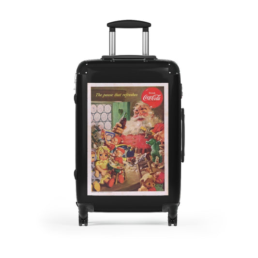 Getrott Classic Coca Cola Santa Claus World Classic Poster Black Cabin Suitcase Extended Storage Adjustable Telescopic Handle Double wheeled Polycarbonate Hard-shell Built-in Lock-Bags-Geotrott