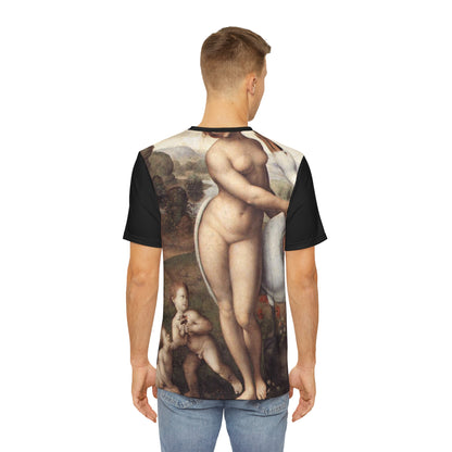 Leonardo da Vinci Painting Leda and the Swan 1510-1515 Classic Art Men's Polyester Tee (AOP)-All Over Prints-Geotrott