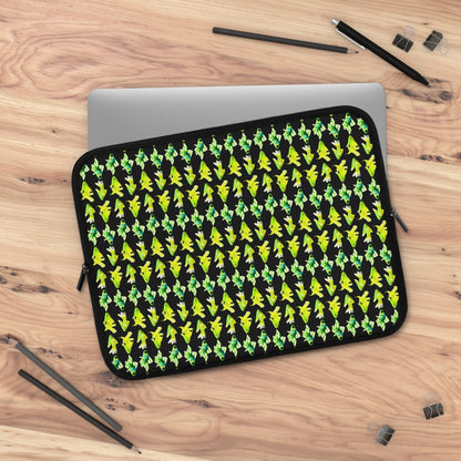 Getrott Green Goldfish Pattern Black Laptop Sleeve-Laptop Sleeve-Geotrott