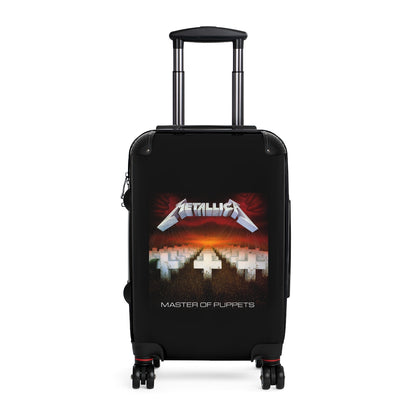 Getrott Metallica Master of Puppets 1986 Black Cabin Suitcase Inner Pockets Extended Storage Adjustable Telescopic Handle Inner Pockets Double wheeled Polycarbonate Hard-shell Built-in Lock