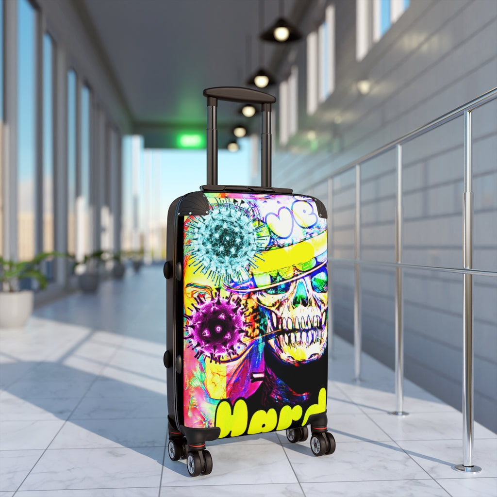 Getrott Skull Virus Graffiti Art Cabin Suitcase Inner Pockets Extended Storage Adjustable Telescopic Handle Inner Pockets Double wheeled Polycarbonate Hard-shell Built-in Lock