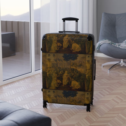 Getrott Adoration of the Magi (Leonardo) by Leonardo Da Vinci Black Cabin Suitcase Extended Storage Adjustable Telescopic Handle Double wheeled Polycarbonate Hard-shell Built-in Lock-Bags-Geotrott