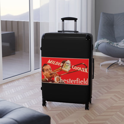 Getrott Milder Cooler Chesterfield Cigaretes World Classic Poster Black Cabin Suitcase Extended Storage Adjustable Telescopic Handle Double wheeled Polycarbonate Hard-shell Built-in Lock-Bags-Geotrott