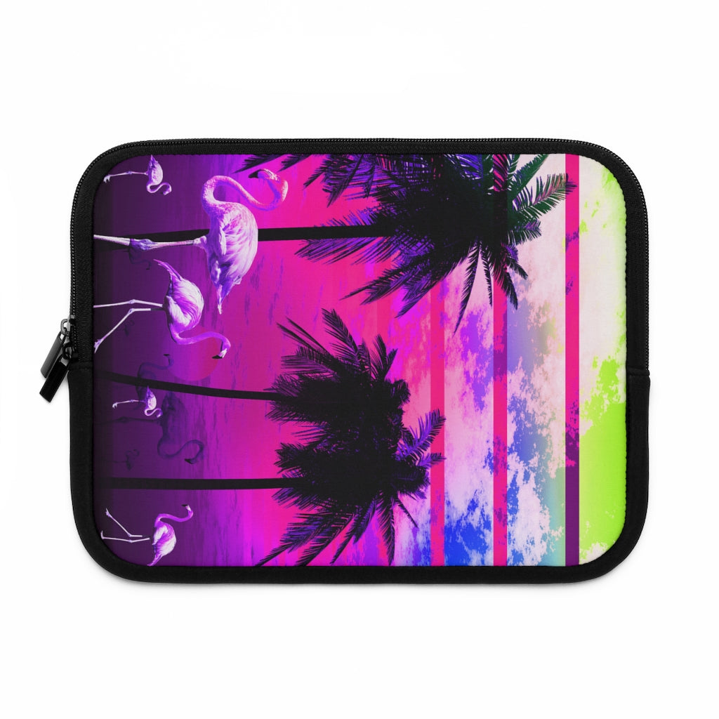 Getrott Pink Beach Sunset Flamingos Laptop Sleeve-Laptop Sleeve-Geotrott