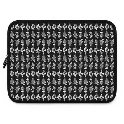 Getrott Black White Goldfish Pattern Black Laptop Sleeve-Laptop Sleeve-Geotrott