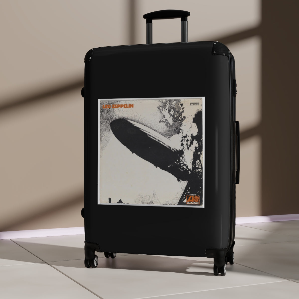 Getrott Led Zeppelin Led Zeppelin 1969 Black Cabin Suitcase Inner Pockets Extended Storage Adjustable Telescopic Handle Inner Pockets Double wheeled Polycarbonate Hard-shell Built-in Lock