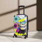 Getrott Skull Virus Graffiti Art Cabin Suitcase Inner Pockets Extended Storage Adjustable Telescopic Handle Inner Pockets Double wheeled Polycarbonate Hard-shell Built-in Lock