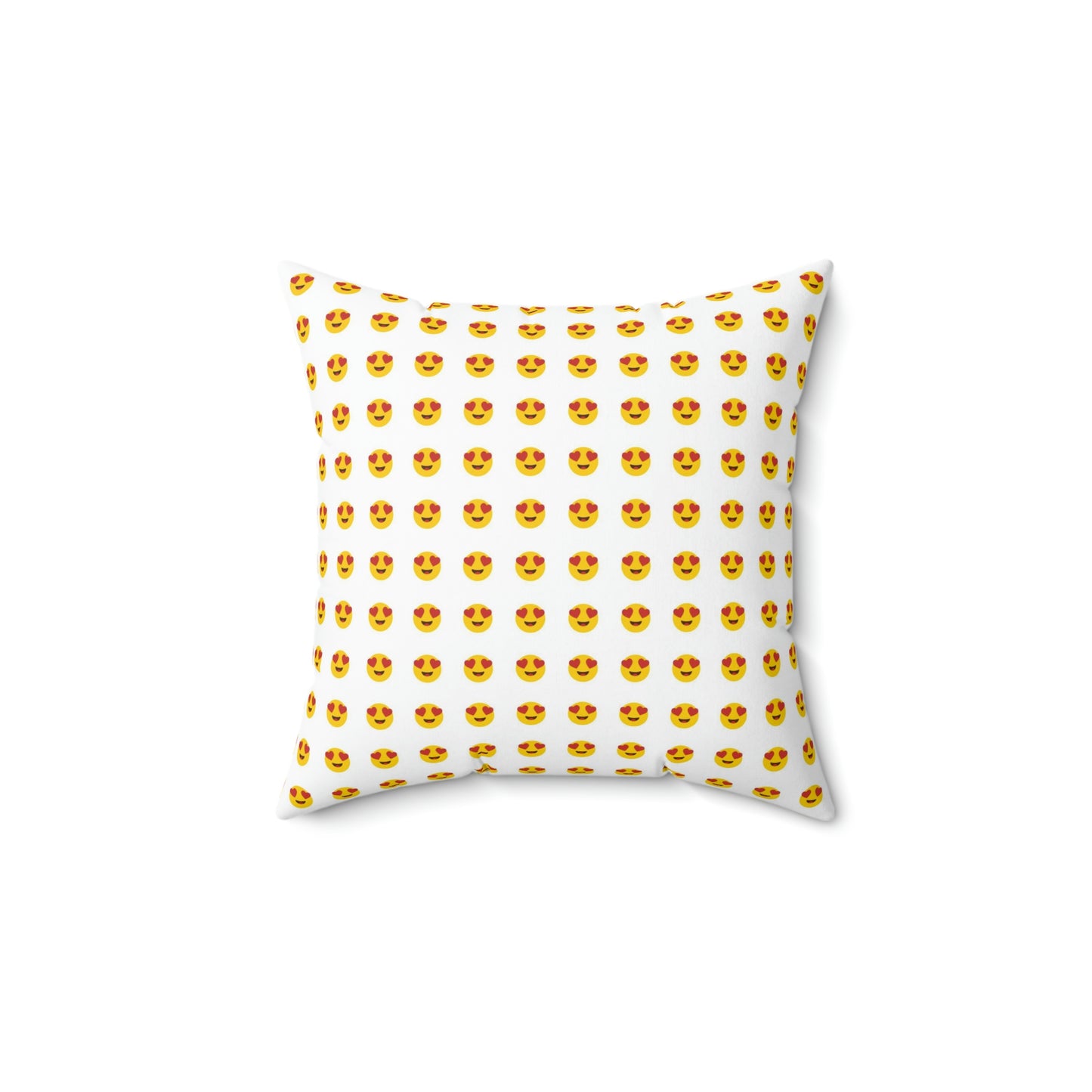 Geotrott Emojis Smiling Face with Heart-Eyes White Spun Polyester Square Pillow-Home Decor-Geotrott