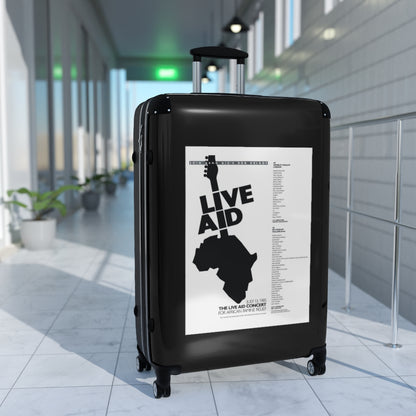 Getrott The Live Aid Concert July 13th 1985 For African Famine Relief World Classic Poster Black Cabin Suitcase Extended Storage Adjustable Telescopic Handle Double wheeled Polycarbonate Hard-shell Built-in Lock-Bags-Geotrott