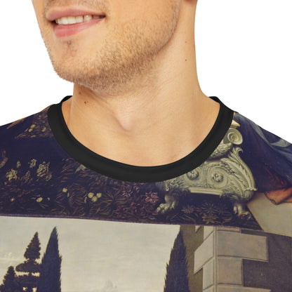 Leonardo da Vinci Annunciazione Grid Classic Art Men's Polyester Tee (AOP)-All Over Prints-Geotrott