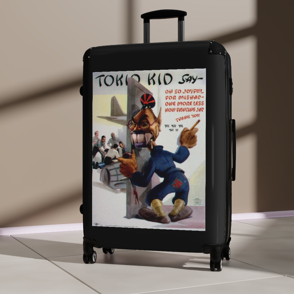 Getrott Tokio Kid Say Oh So Joyfull World Classic Poster Black Cabin Suitcase Extended Storage Adjustable Telescopic Handle Double wheeled Polycarbonate Hard-shell Built-in Lock-Bags-Geotrott