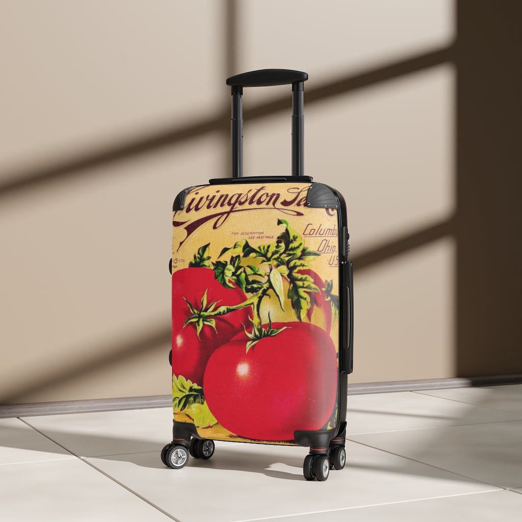 Getrott Livingston Seed Co Tomato Farm Collection Cabin Suitcase Inner Pockets Extended Storage Adjustable Telescopic Handle Inner Pockets Double wheeled Polycarbonate Hard-shell Built-in Lock