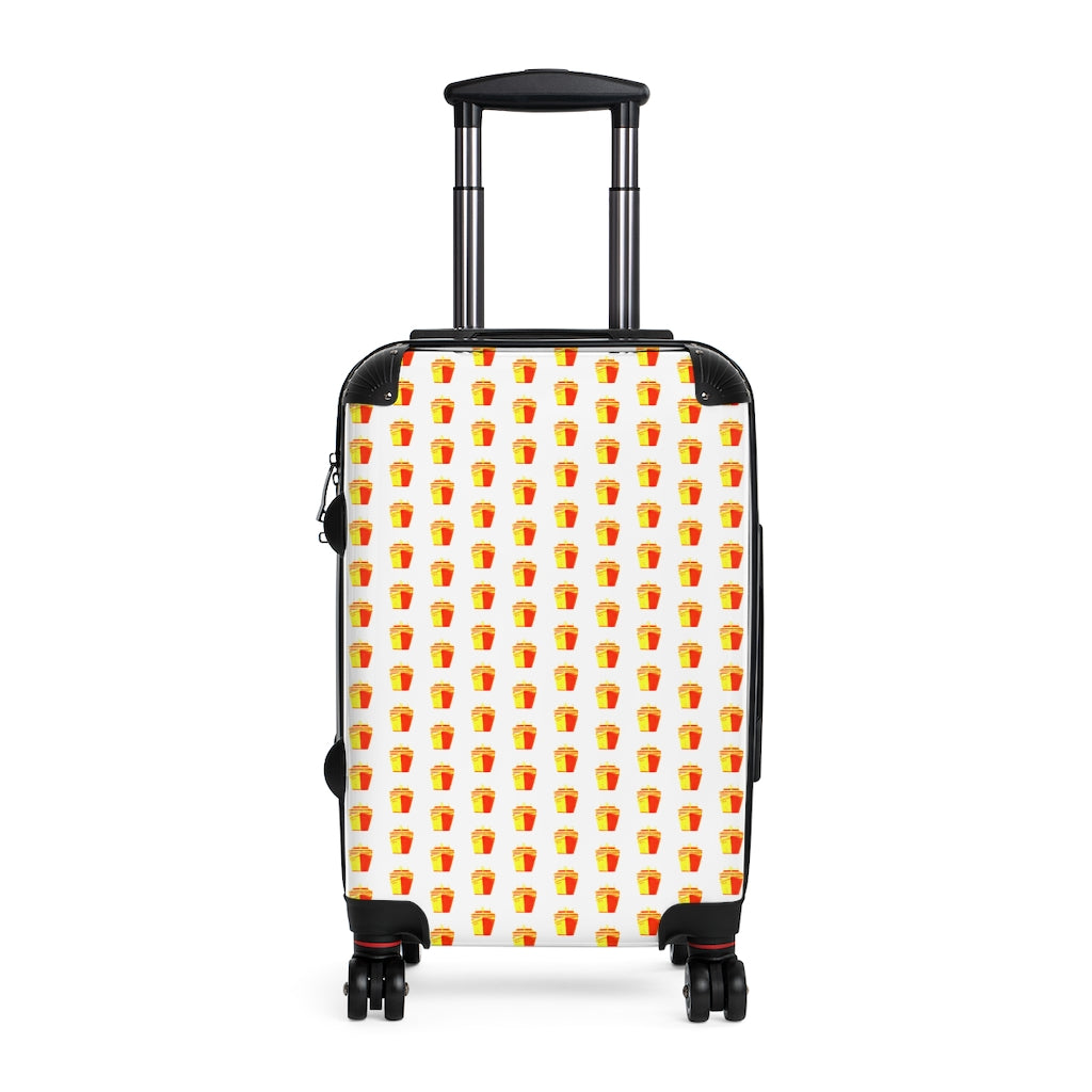 Getrott Cruise Ship Red Orange Pattern White Cabin Luggage Extended Storage Adjustable Telescopic Handle Double wheeled Polycarbonate Hard-shell Built-in Lock-Bags-Geotrott